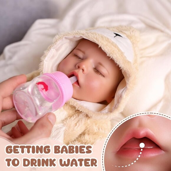 🆕17 Inch Realistic Full Body Soft Vinyl Silicone Girl Doll in Bear Outfit - Picture 9 of 13